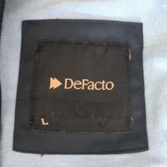 Navy Blue Trench Coat with Faux Leather Trim - Picture 9 of 9